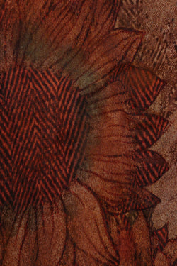 Image of Printed Banarasi Organza Brown Saree