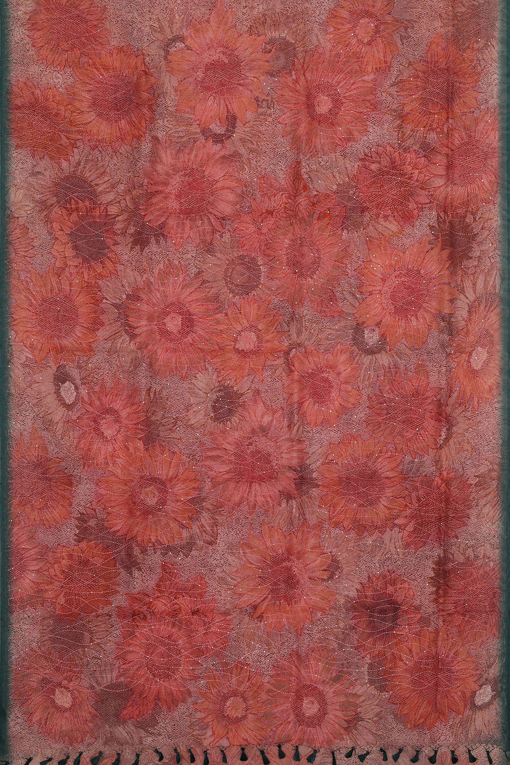 Image of Printed Banarasi Organza Light Red Saree