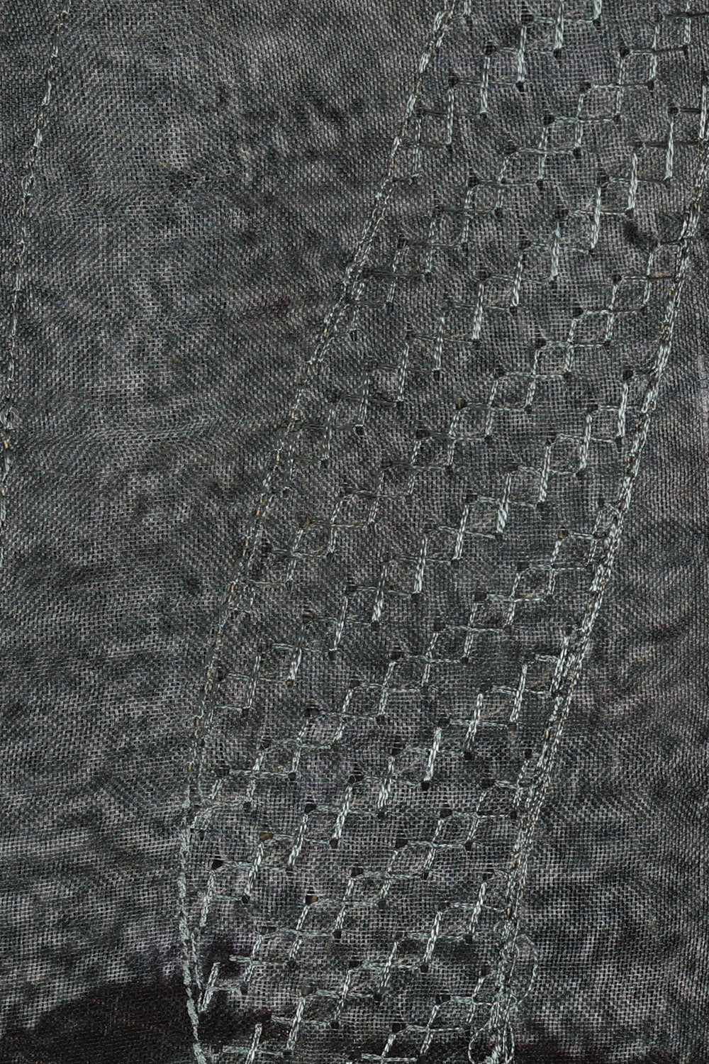 Image of Printed Banarasi Organza Greyish Black Saree