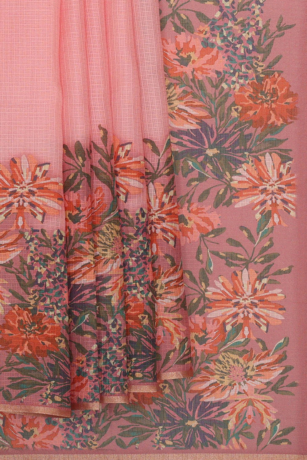 Image of Printed Kota Silk Light Pink Saree