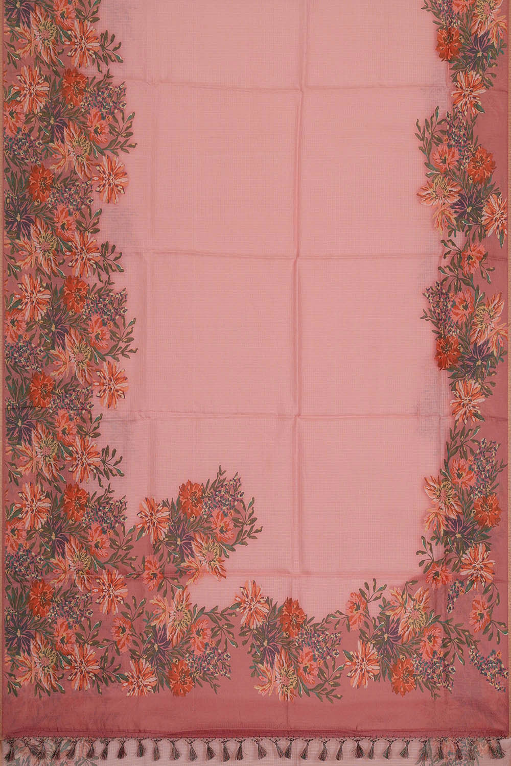 Printed Kota Silk Light Pink Saree