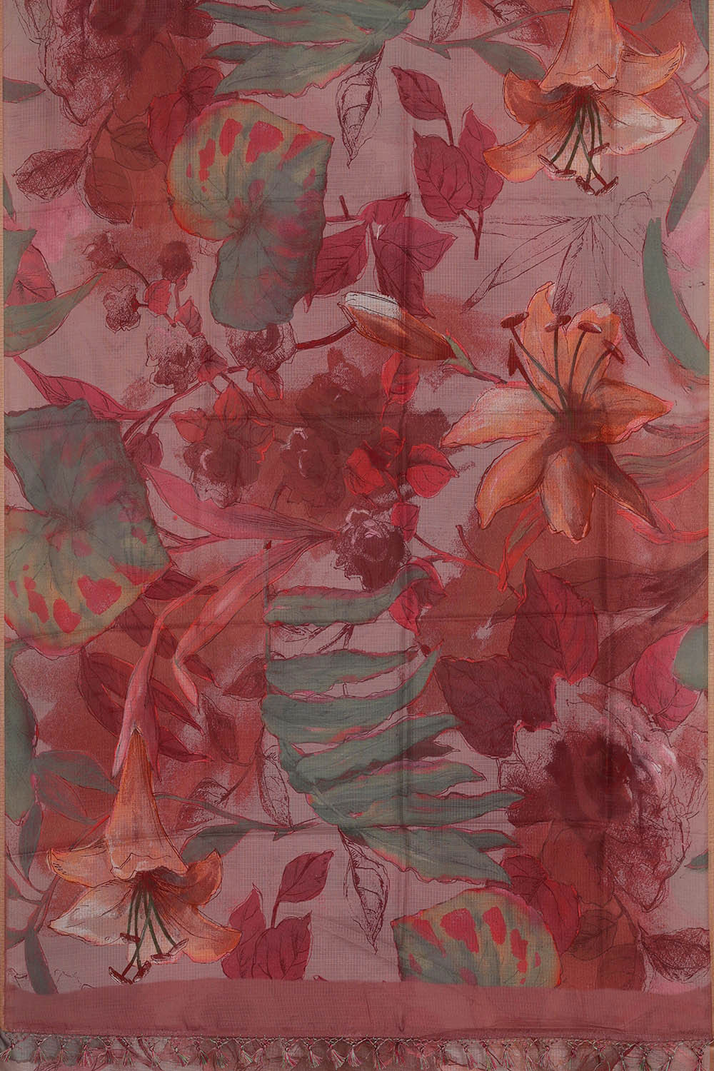 Printed Kota Silk Onion Pink Saree