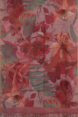 Image of Printed Kota Silk Onion Pink Saree