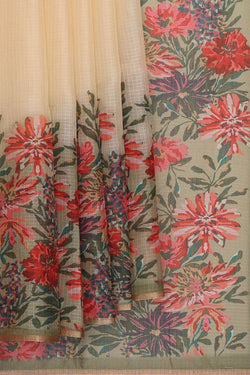 Image of Printed Kota Silk Cream Saree