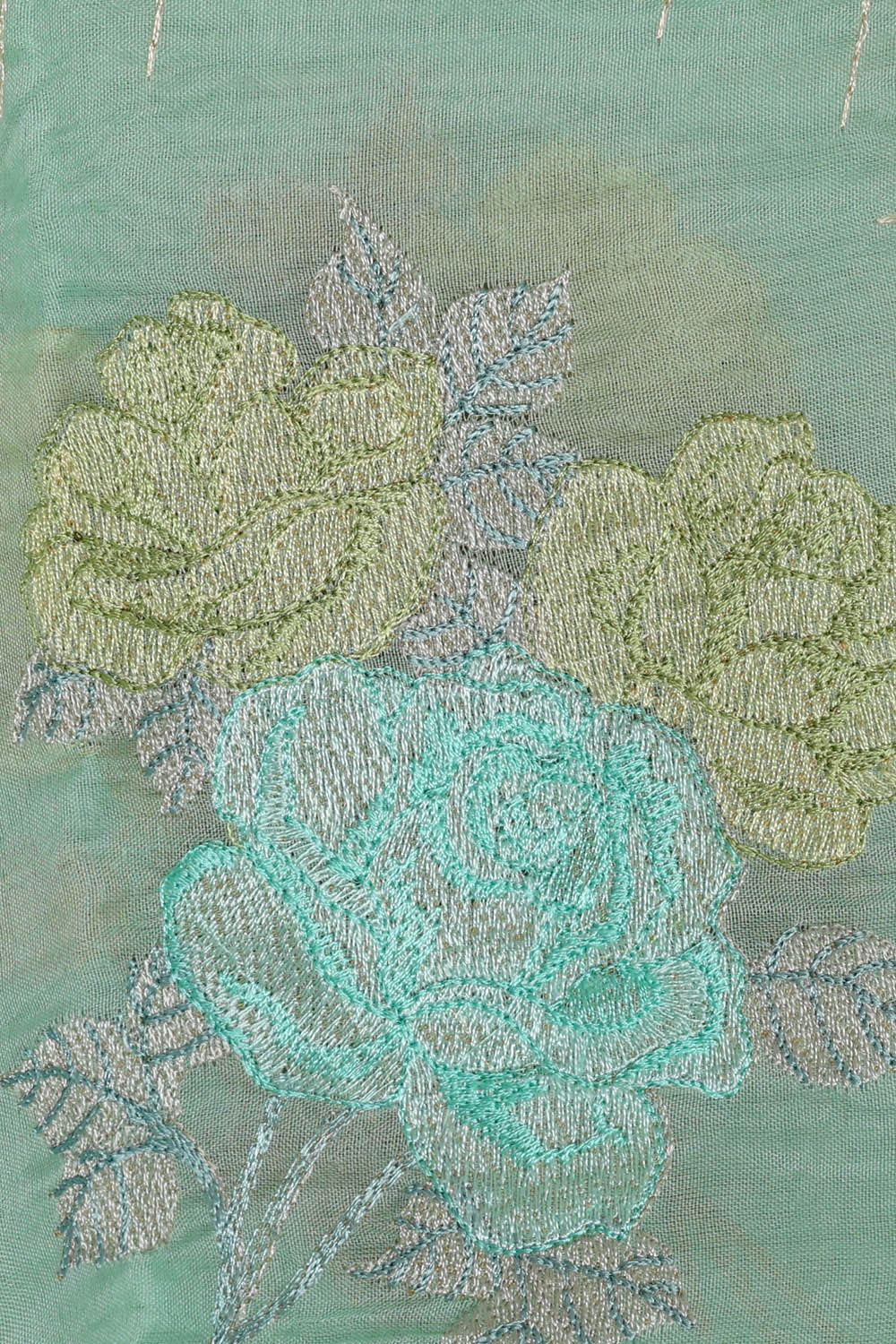 Embroidered Banarasi Organza Light Sea Green Saree