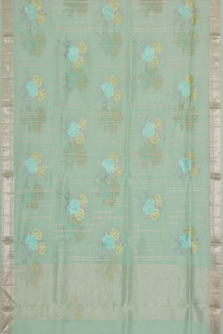 Image of Embroidered Banarasi Organza Light Sea Green Saree