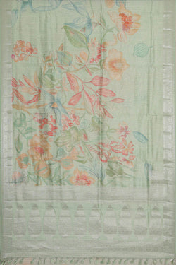 Image of Printed Light Sea Green Silk Saree