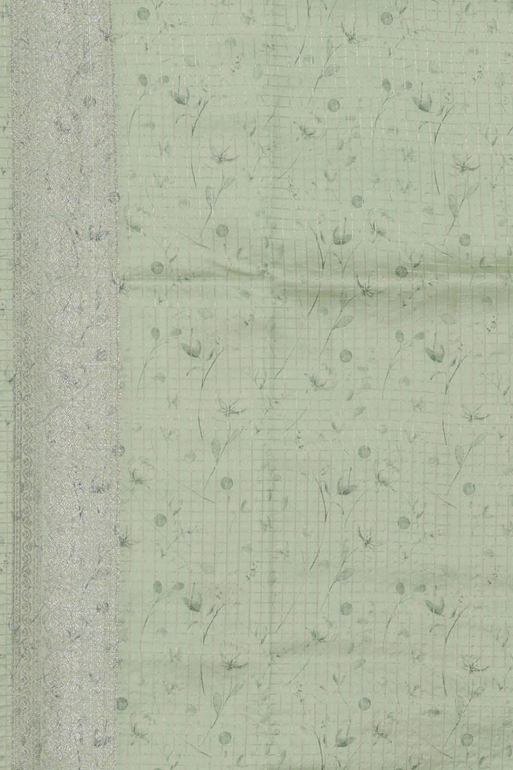 Printed Light Sea Green Silk Saree