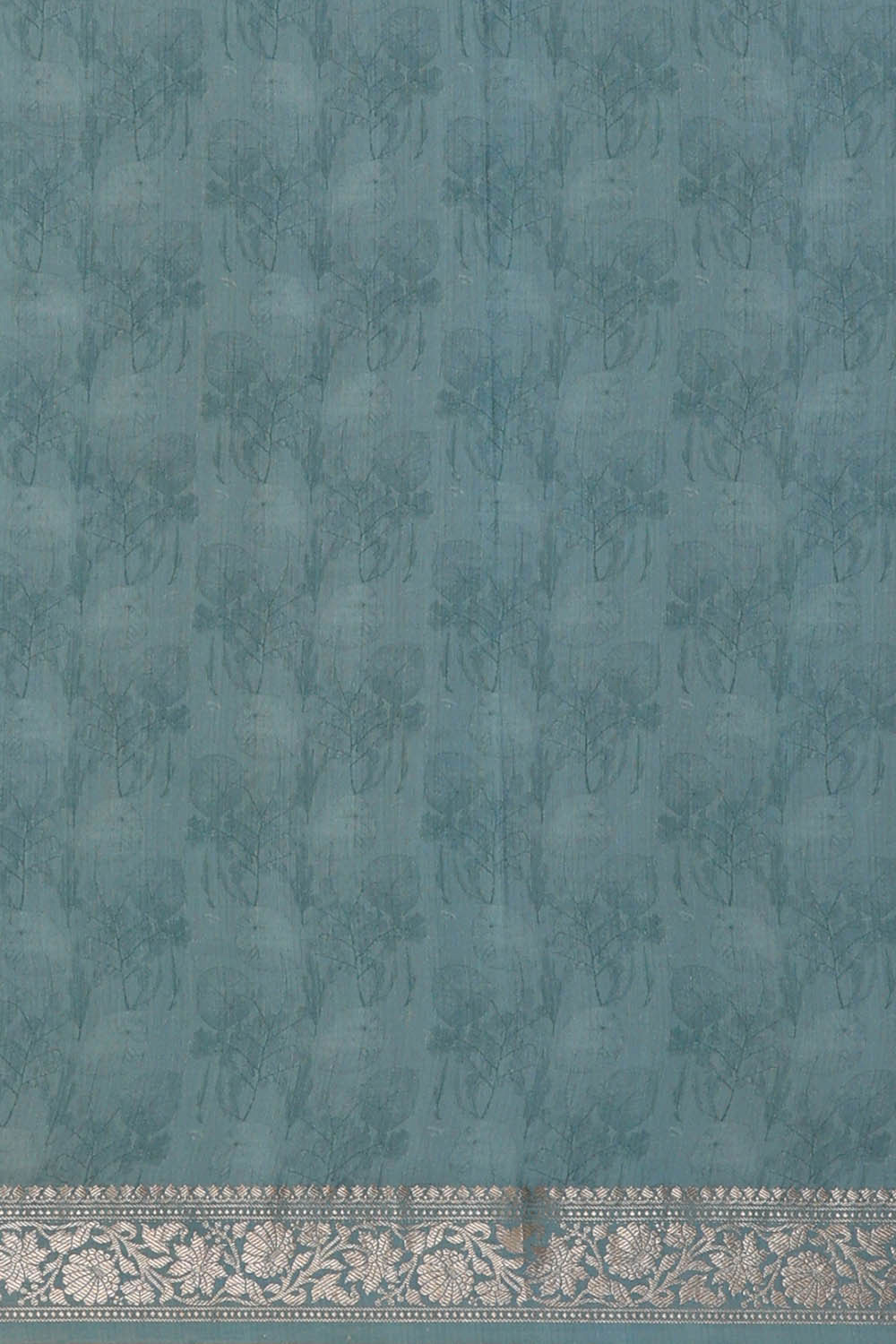 Image of Printed Blue Silk Saree