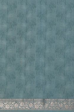 Image of Printed Blue Silk Saree