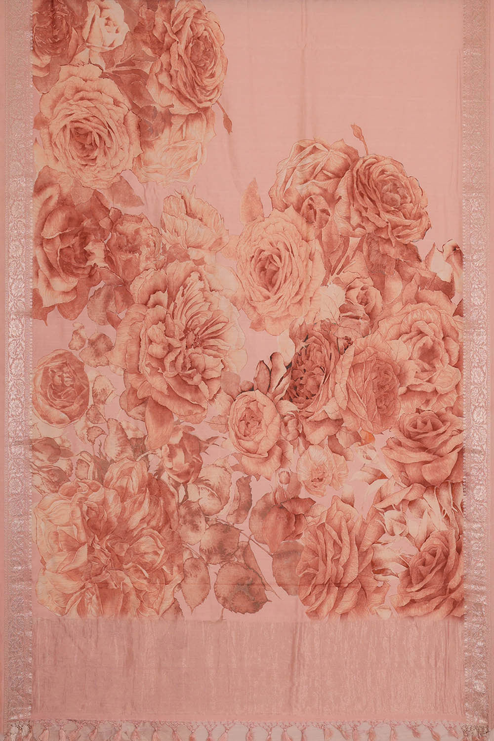 Image of Printed Light Peach Silk Saree