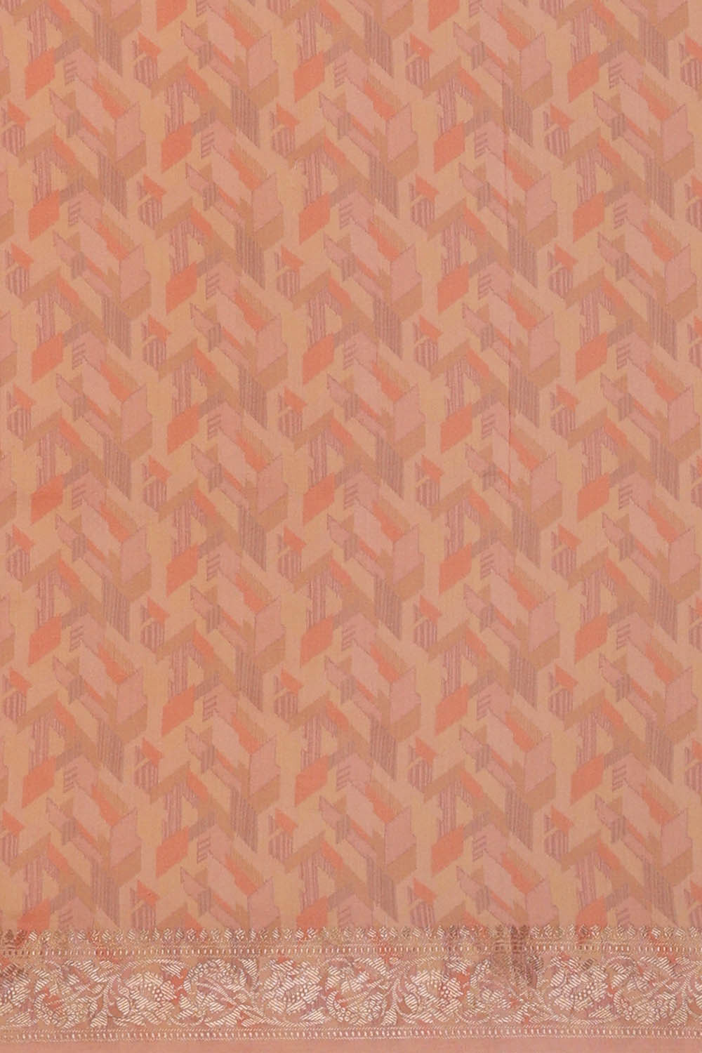 Printed Light Peach Silk Saree
