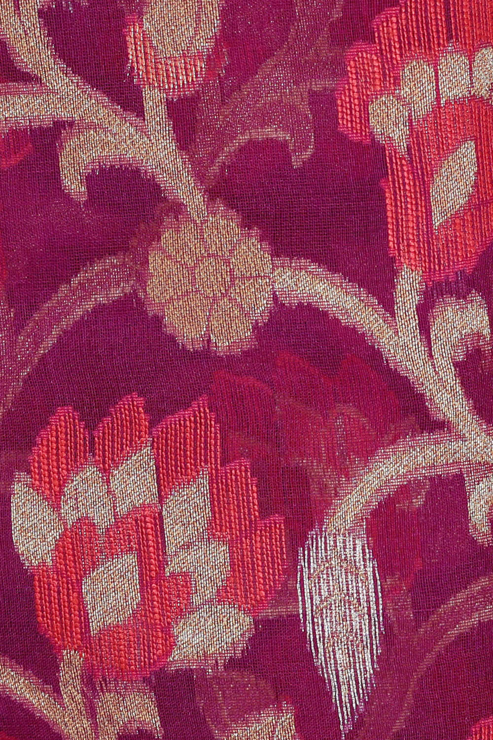 Banarasi Kora Magenta Saree