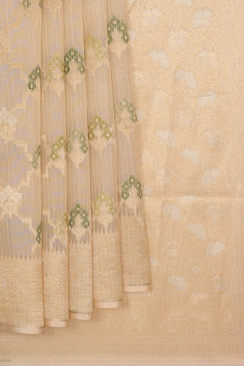 Image of Banarasi Kora Cream Saree