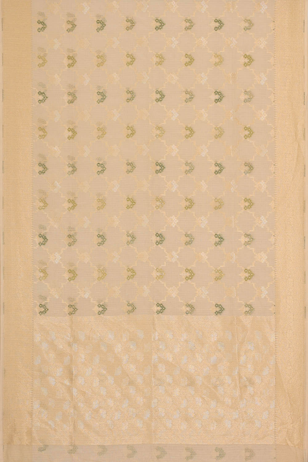 Image of Banarasi Kora Cream Saree