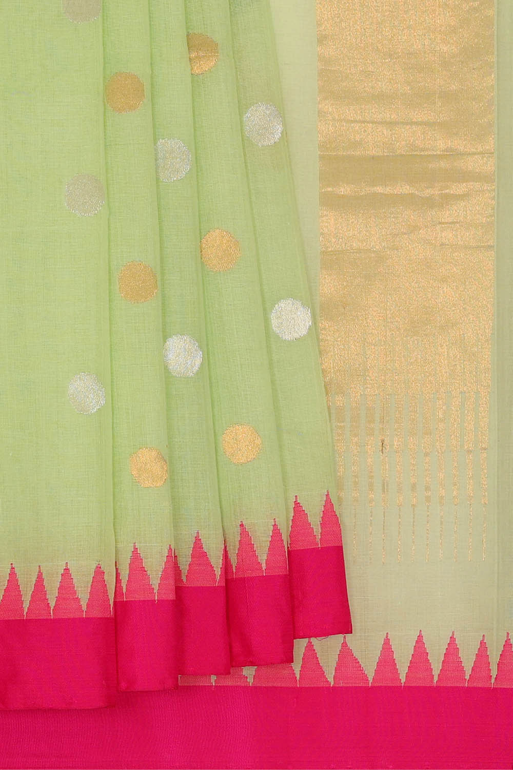 Image of Ponduru Cotton Light Pista Green Saree