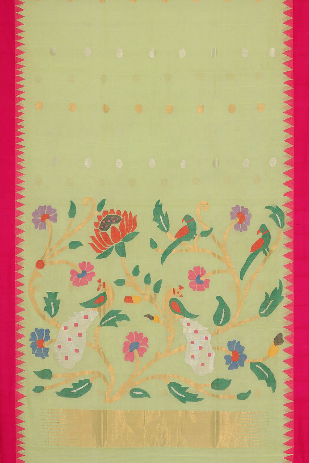 Image of Ponduru Cotton Light Pista Green Saree