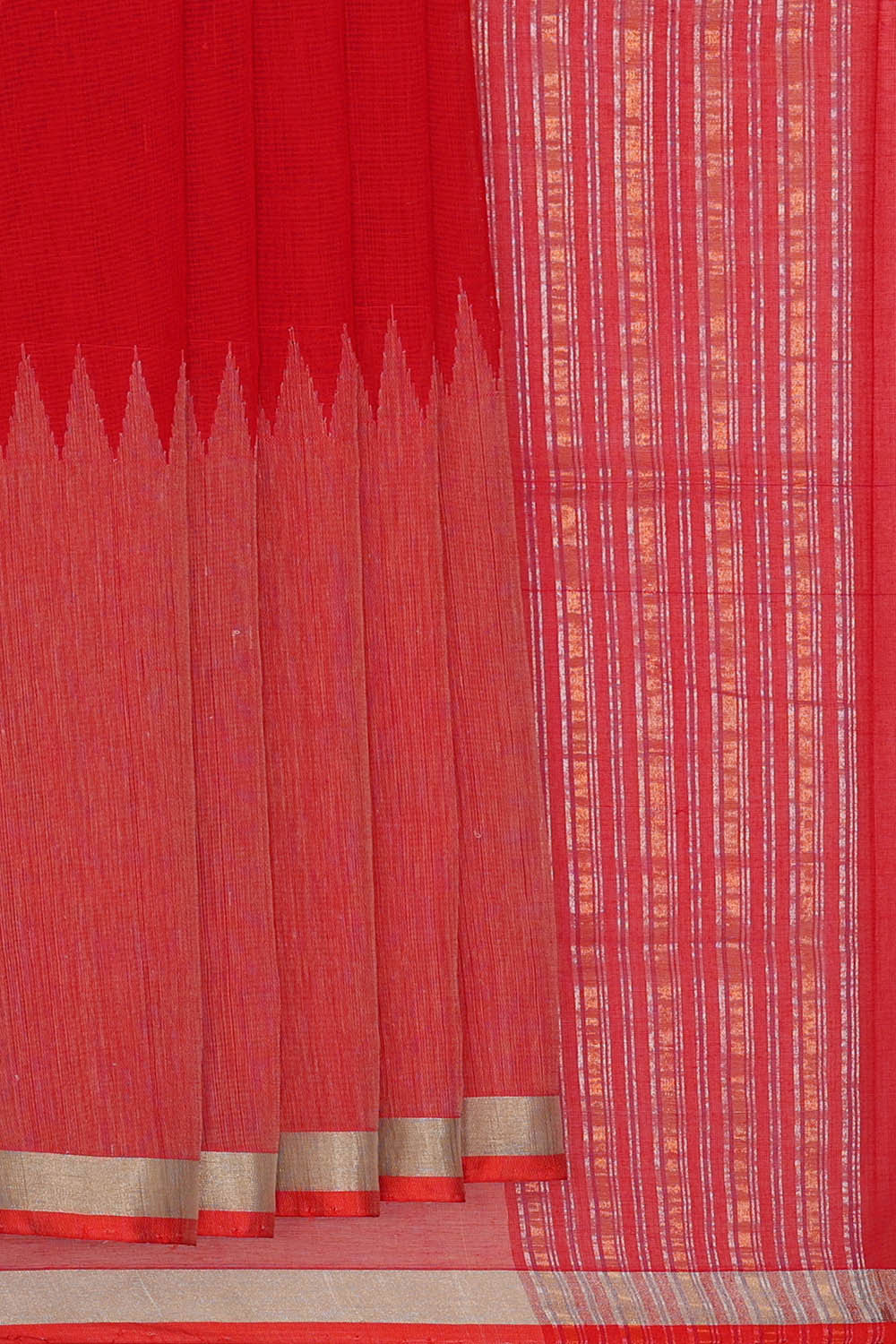 Image of Ponduru Cotton Red Saree