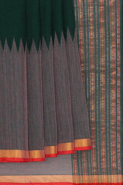 Image of Ponduru Silk Bottle Green Saree