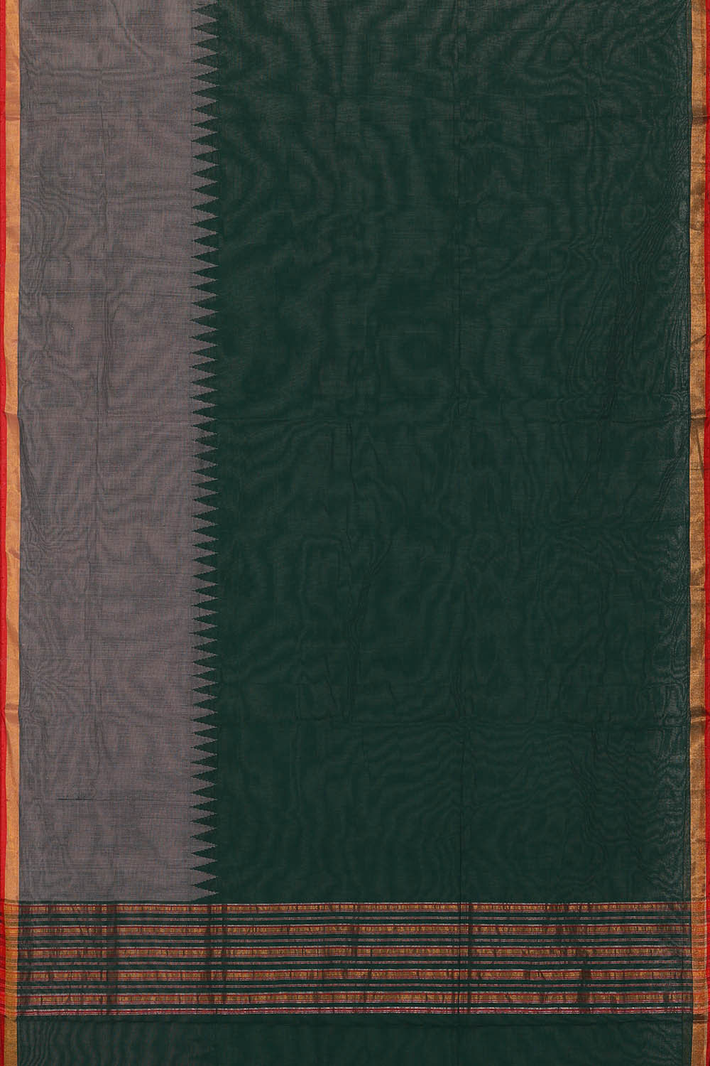 Image of Ponduru Cotton Bottle Green Saree