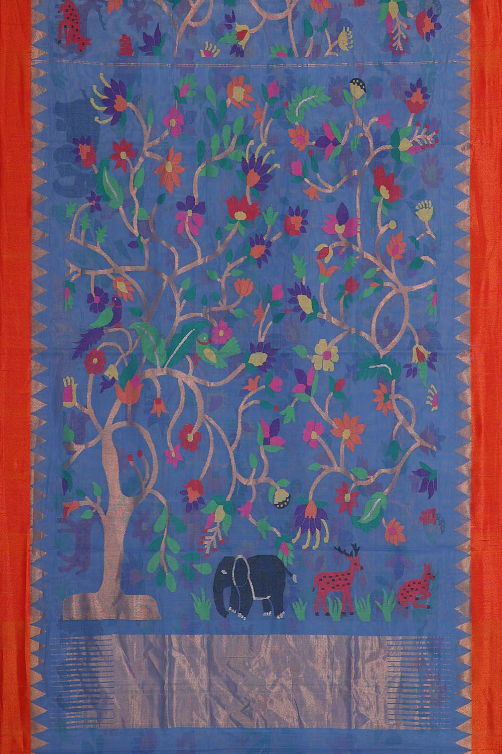 Image of Ponduru cotton Ocean Blue Saree