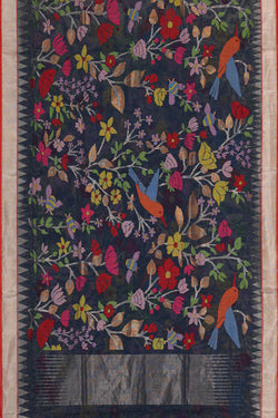 Image of Ponduru Silk Navy Blue Saree