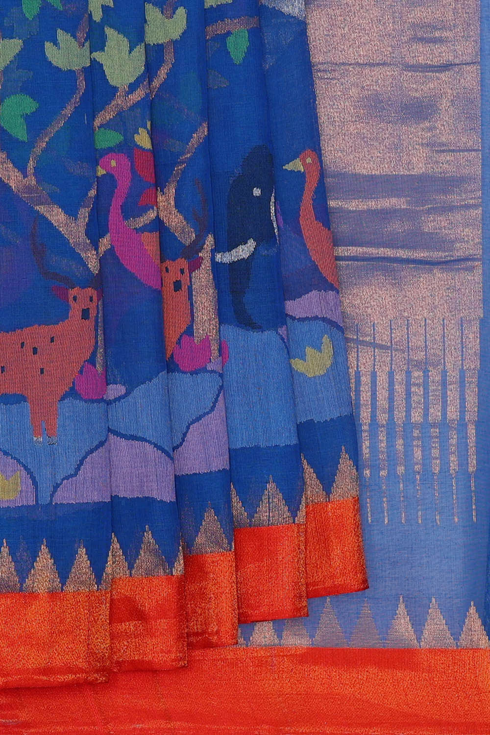 Image of Ponduru cotton Ocean Blue Saree