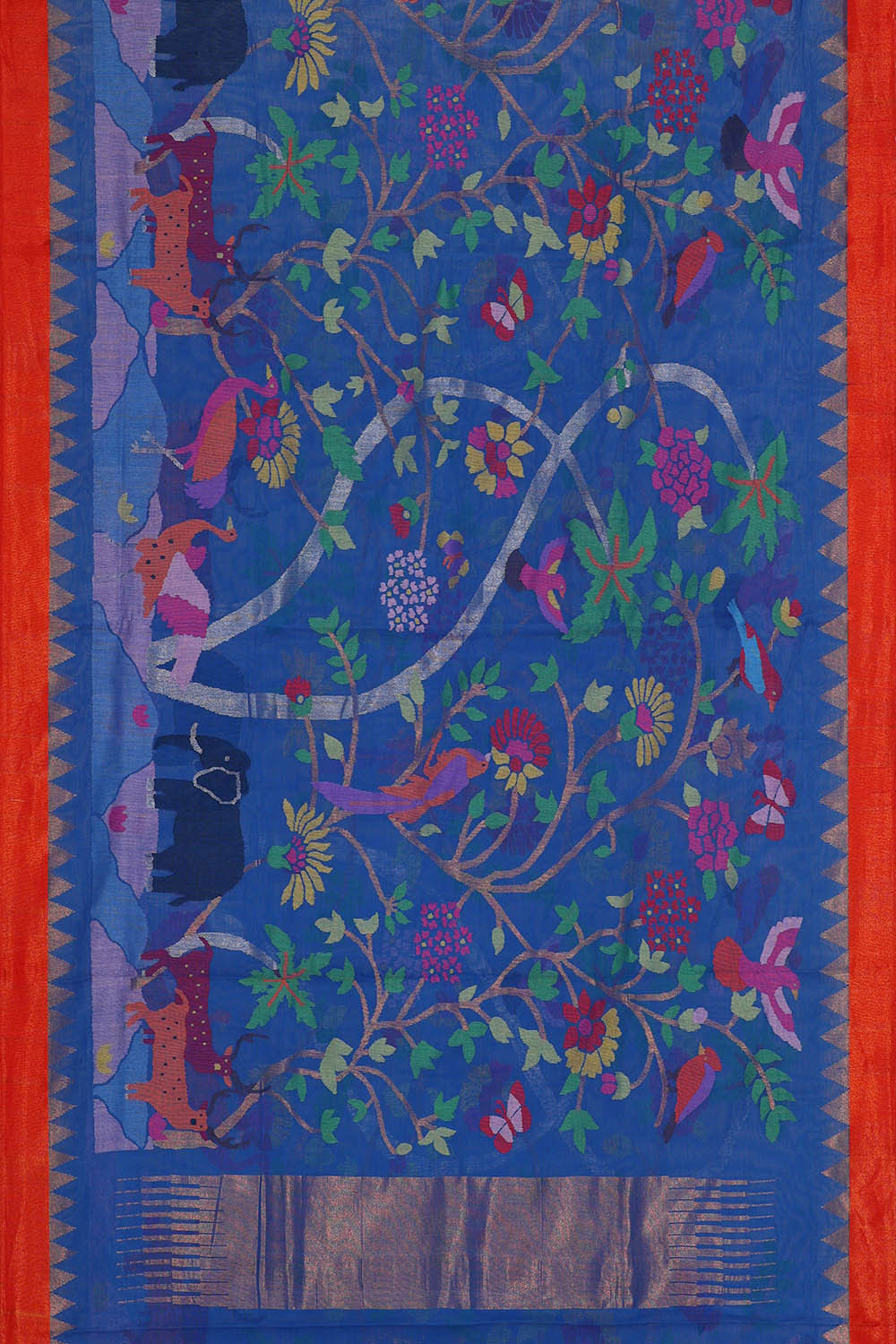 Image of Ponduru cotton Ocean Blue Saree