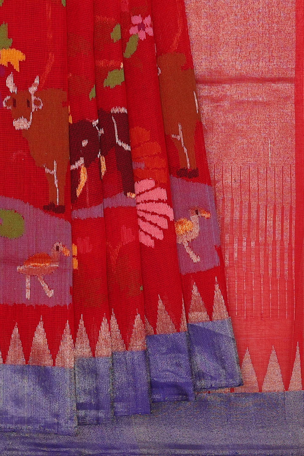 Image of Ponduru cotton Red Saree