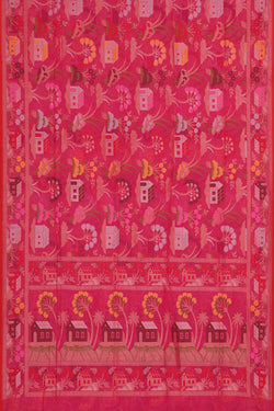 Image of Banarasi Cotton Rani Pink Saree