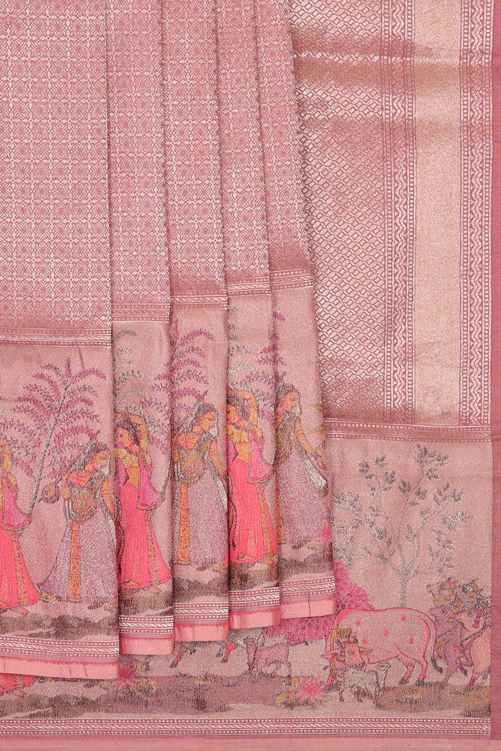 Banarasi Silk Peach Pink Saree