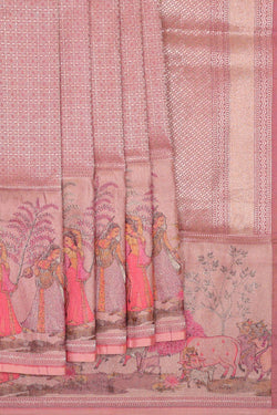 Image of Banarasi Silk Peach Pink Saree