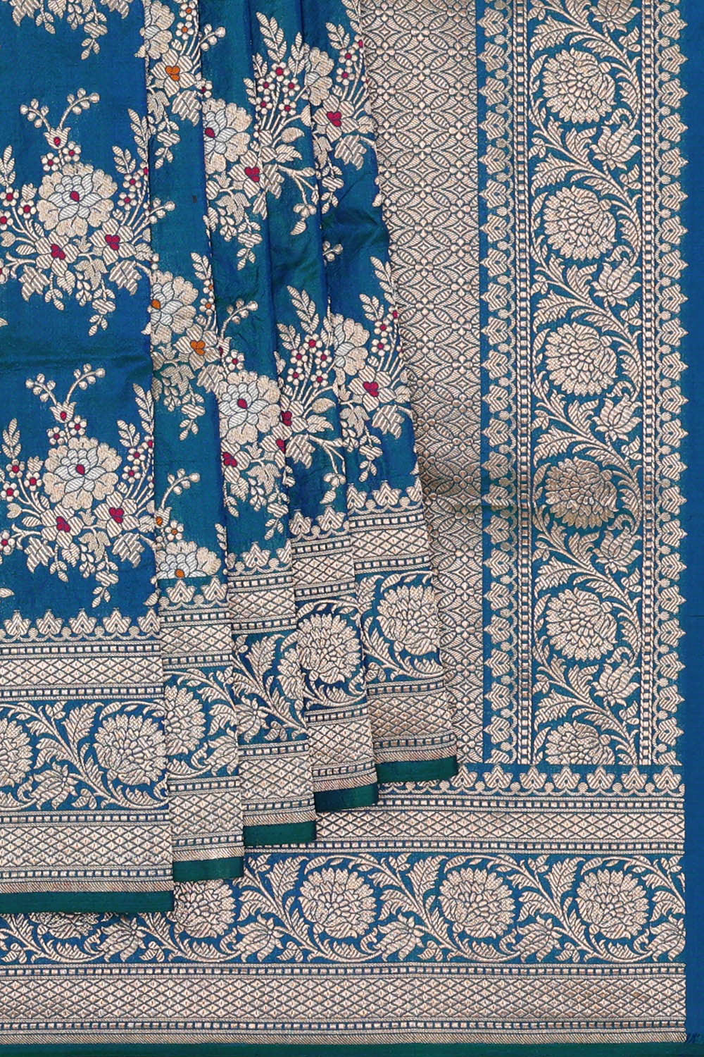 Image of Banarasi Silk Peacock Blue Saree