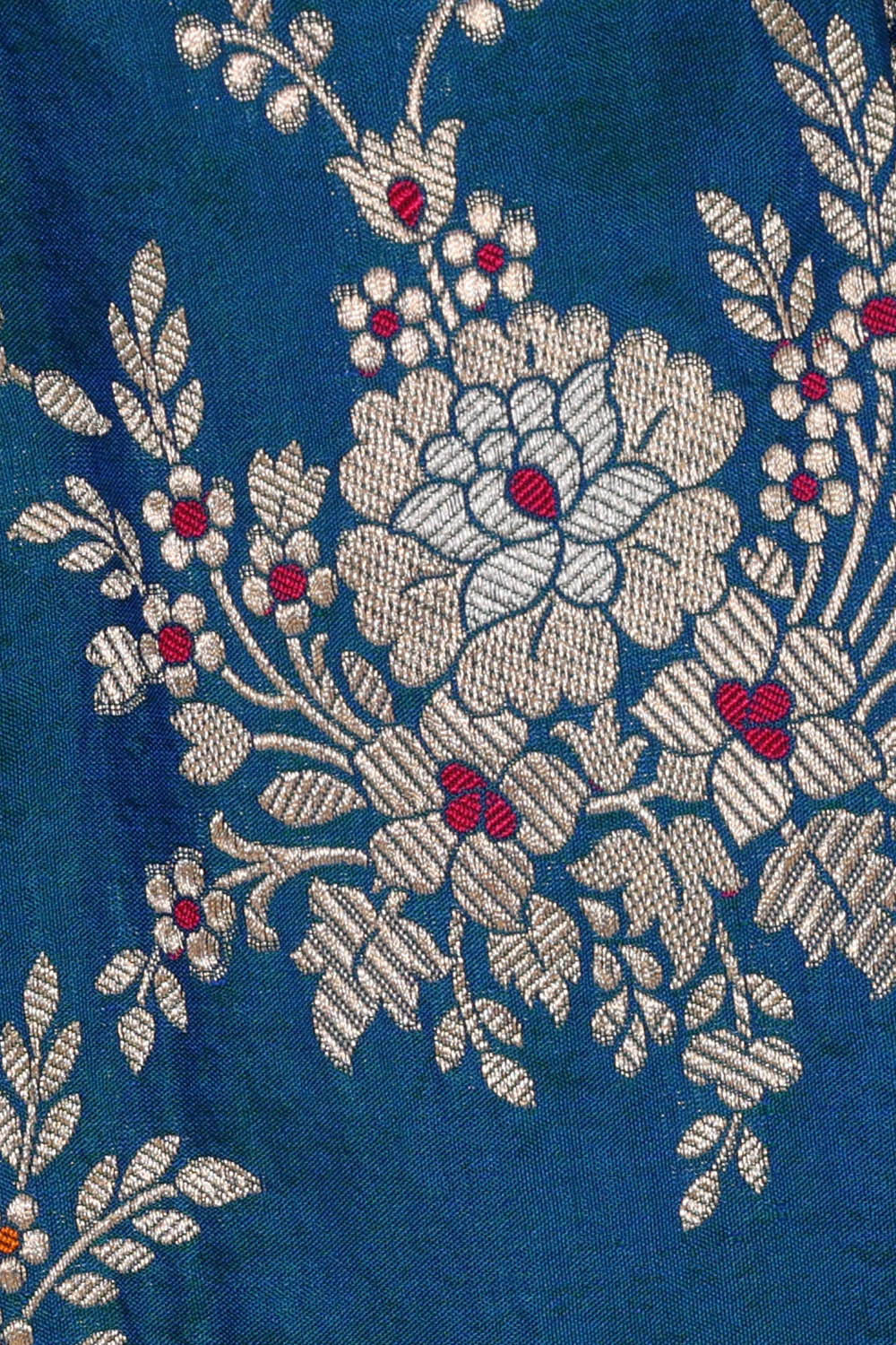 Image of Banarasi Silk Peacock Blue Saree
