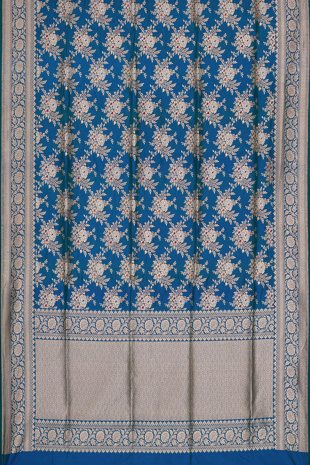 Image of Banarasi Silk Peacock Blue Saree