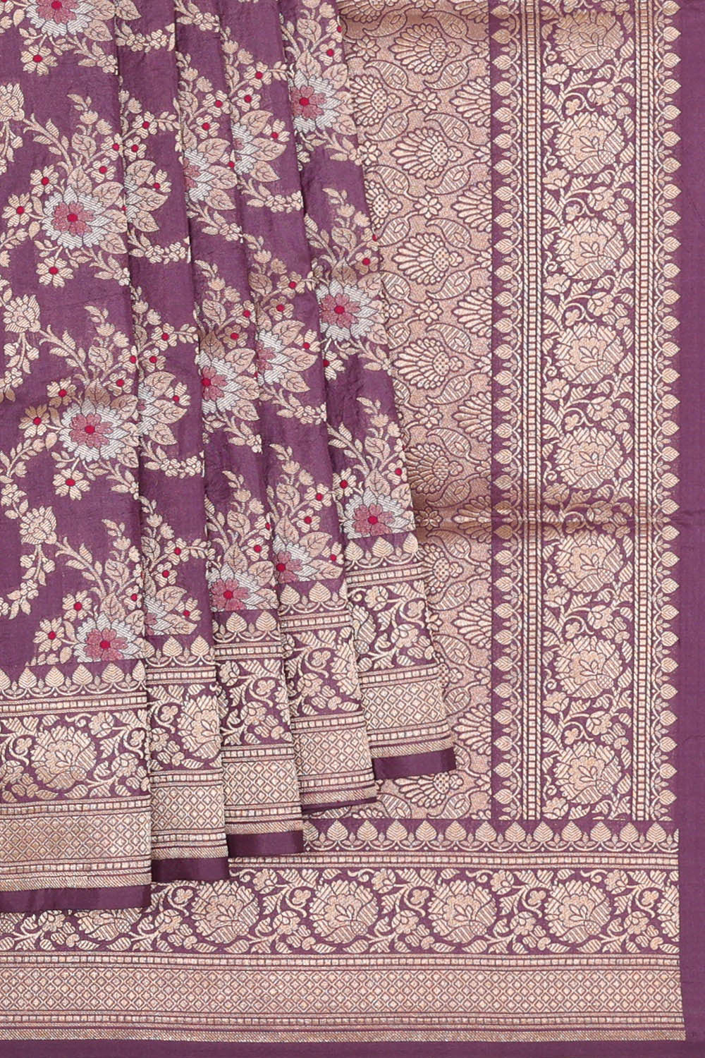 Image of Banarasi Silk Dark Lavender Saree