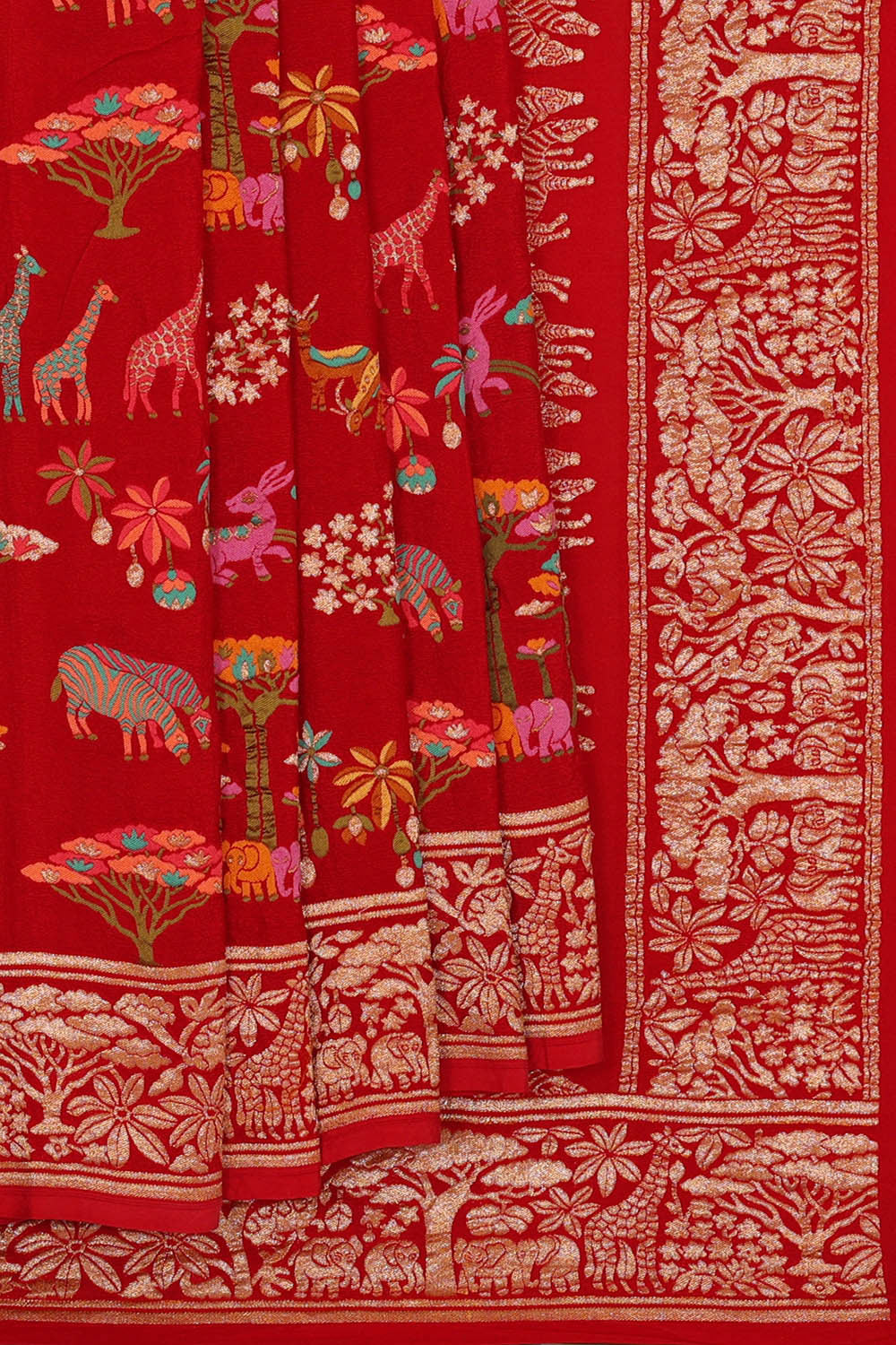 Image of Banarasi Georgette Red Saree