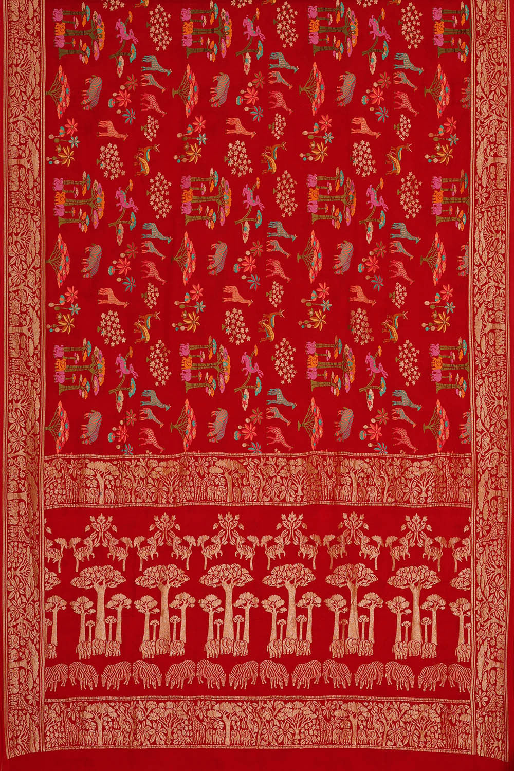 Banarasi Georgette Red Saree