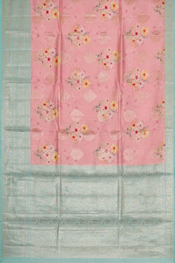 Image of Printed Banarasi Pink Saree