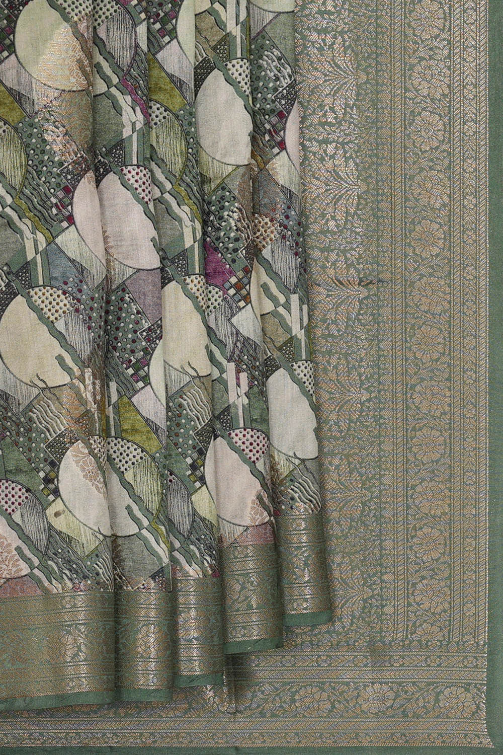 Image of Printed Banarasi Multicolour Saree