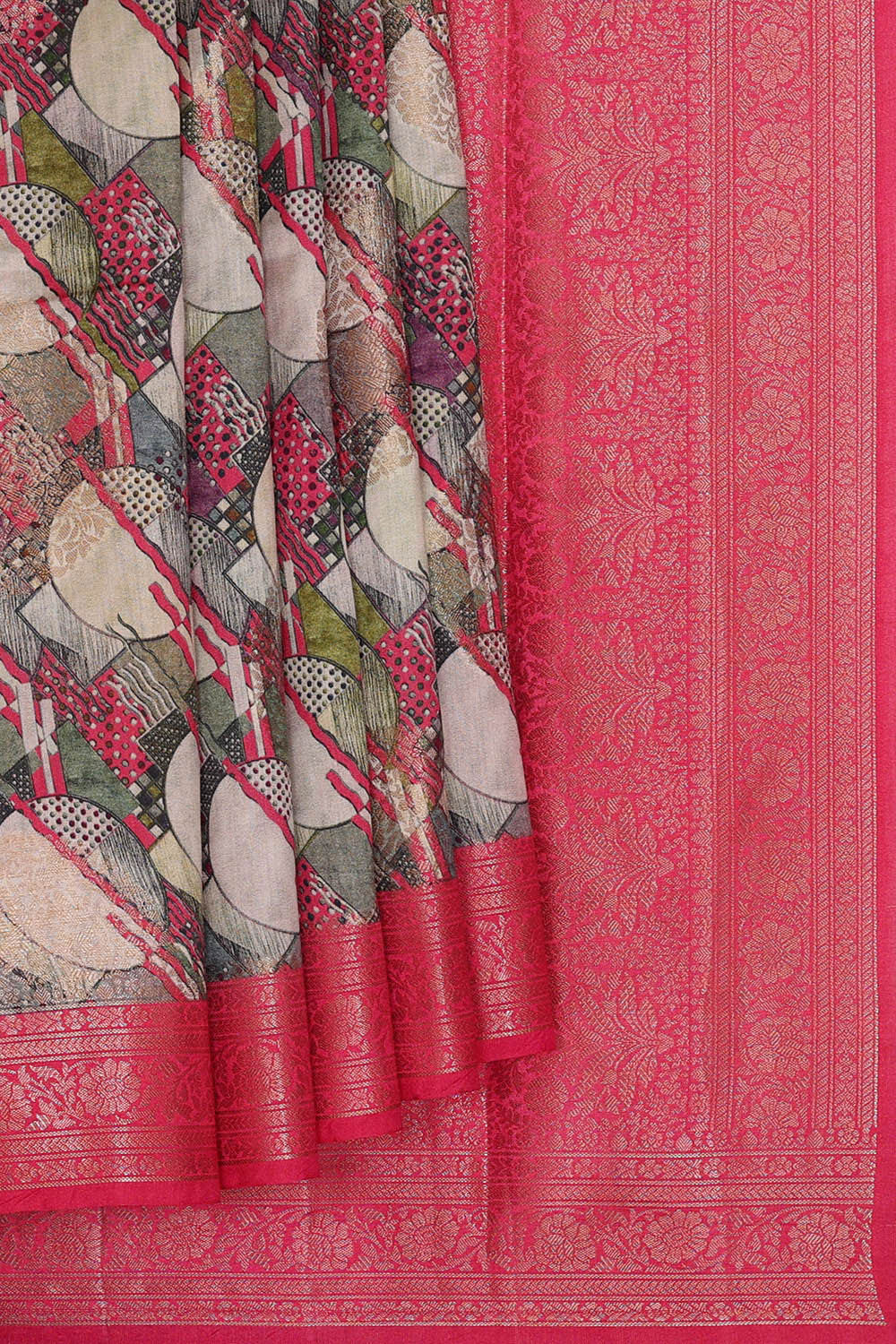 Image of Printed Banarasi Multicolour Saree