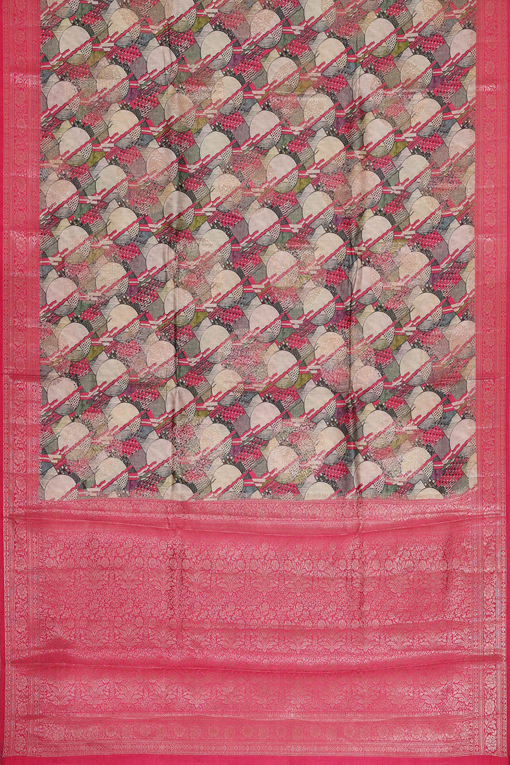 Image of Printed Banarasi Multicolour Saree