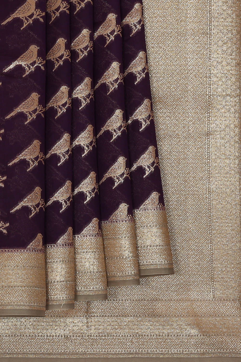 Image of Banarasi Chiniya Silk Dark Violet Saree