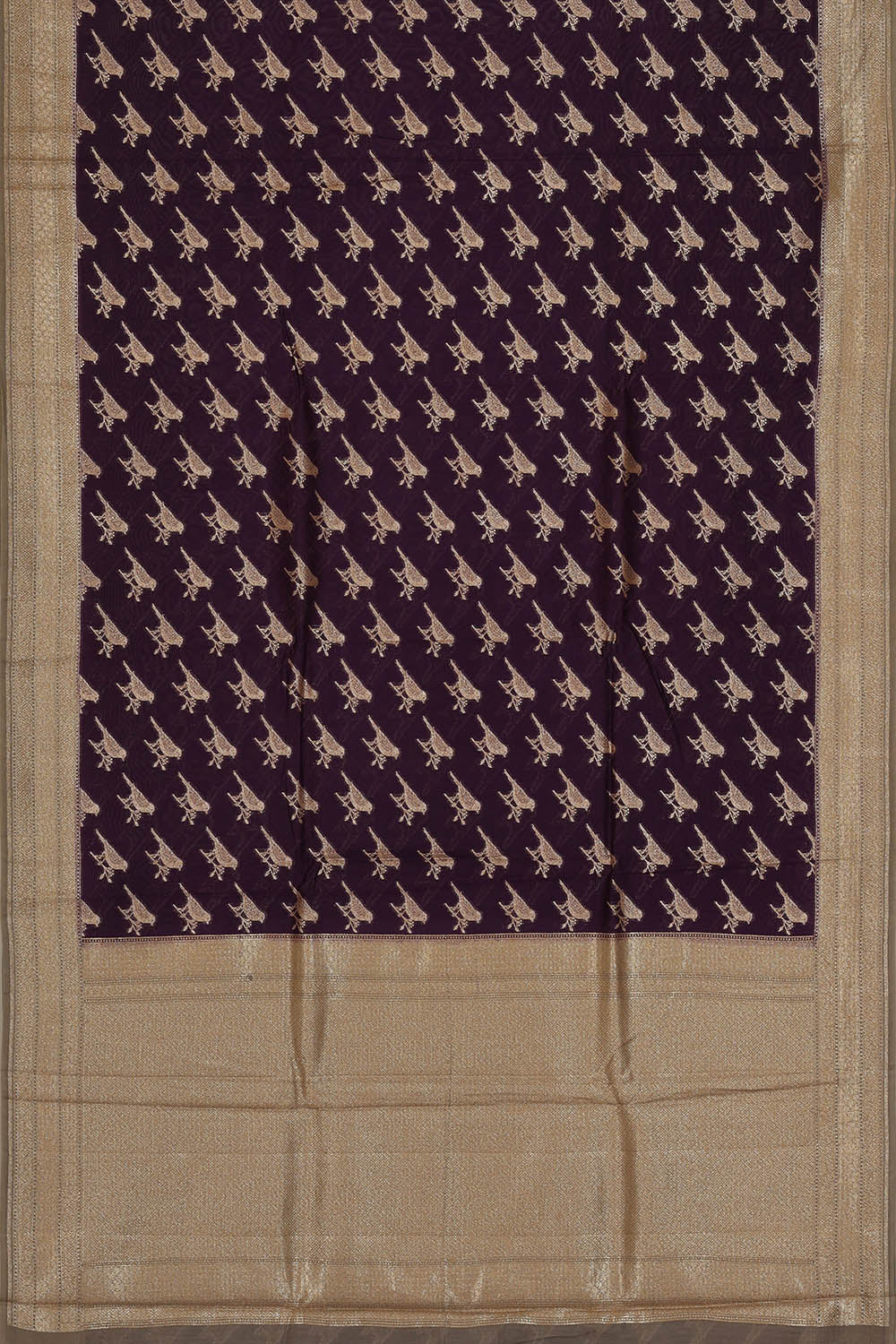 Image of Banarasi Chiniya Silk Dark Violet Saree