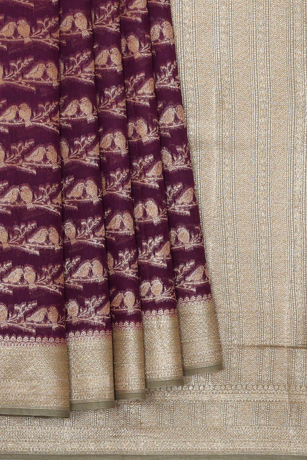 Image of Banarasi Chiniya Silk Dark Purple Saree