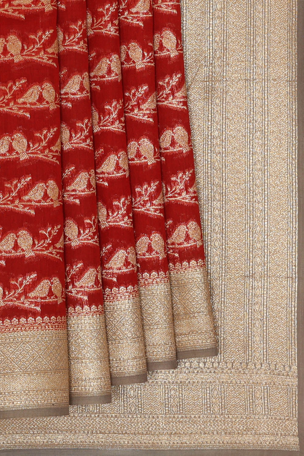 Image of Banarasi Chiniya Silk Red Saree