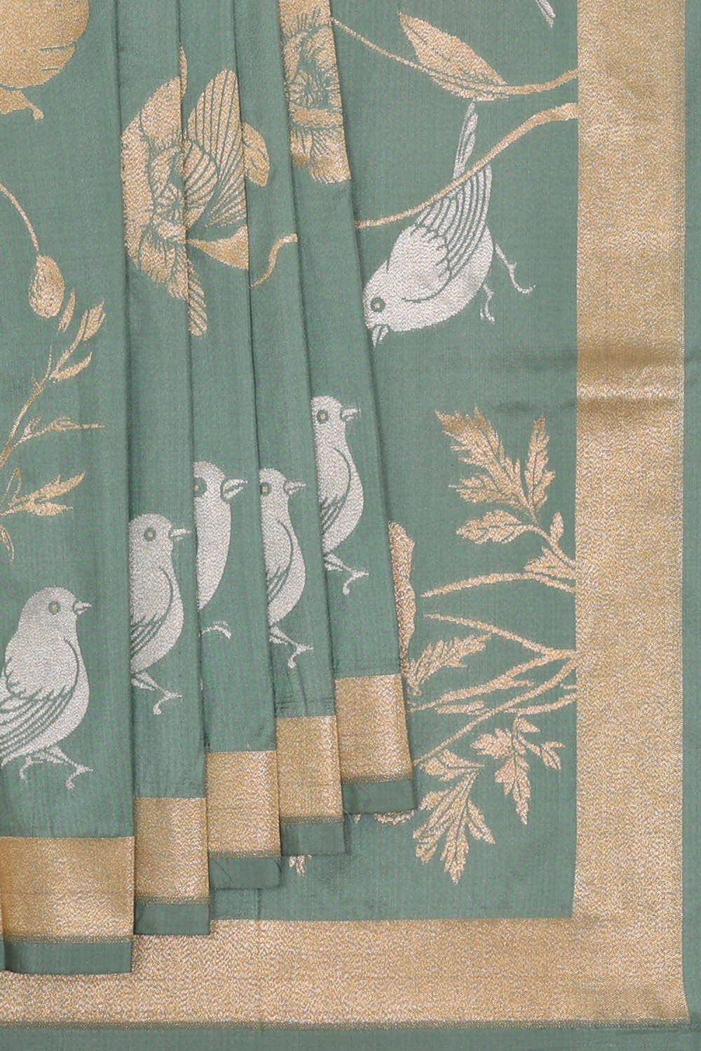 Image of Banarasi Silk Sage Green Saree