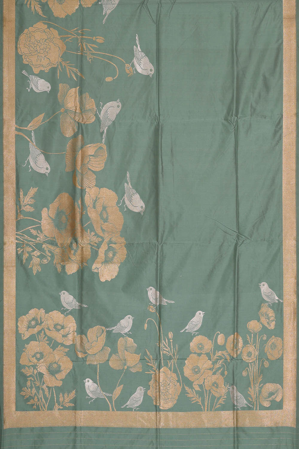 Image of Banarasi Silk Sage Green Saree