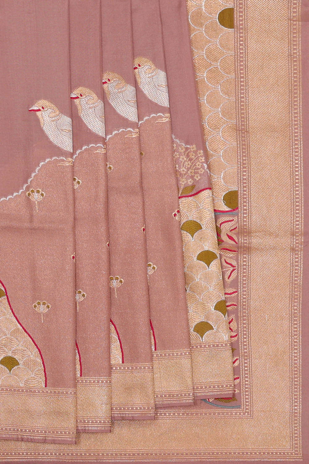 Image of Banarasi Silk Dull Peach Saree