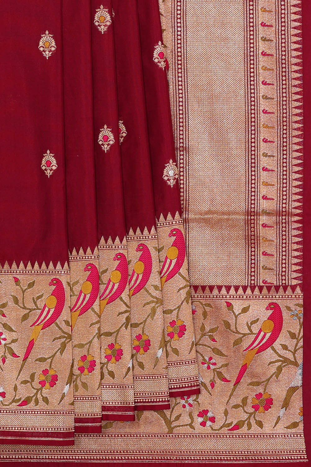 Image of Banarasi Silk Dark Red Saree